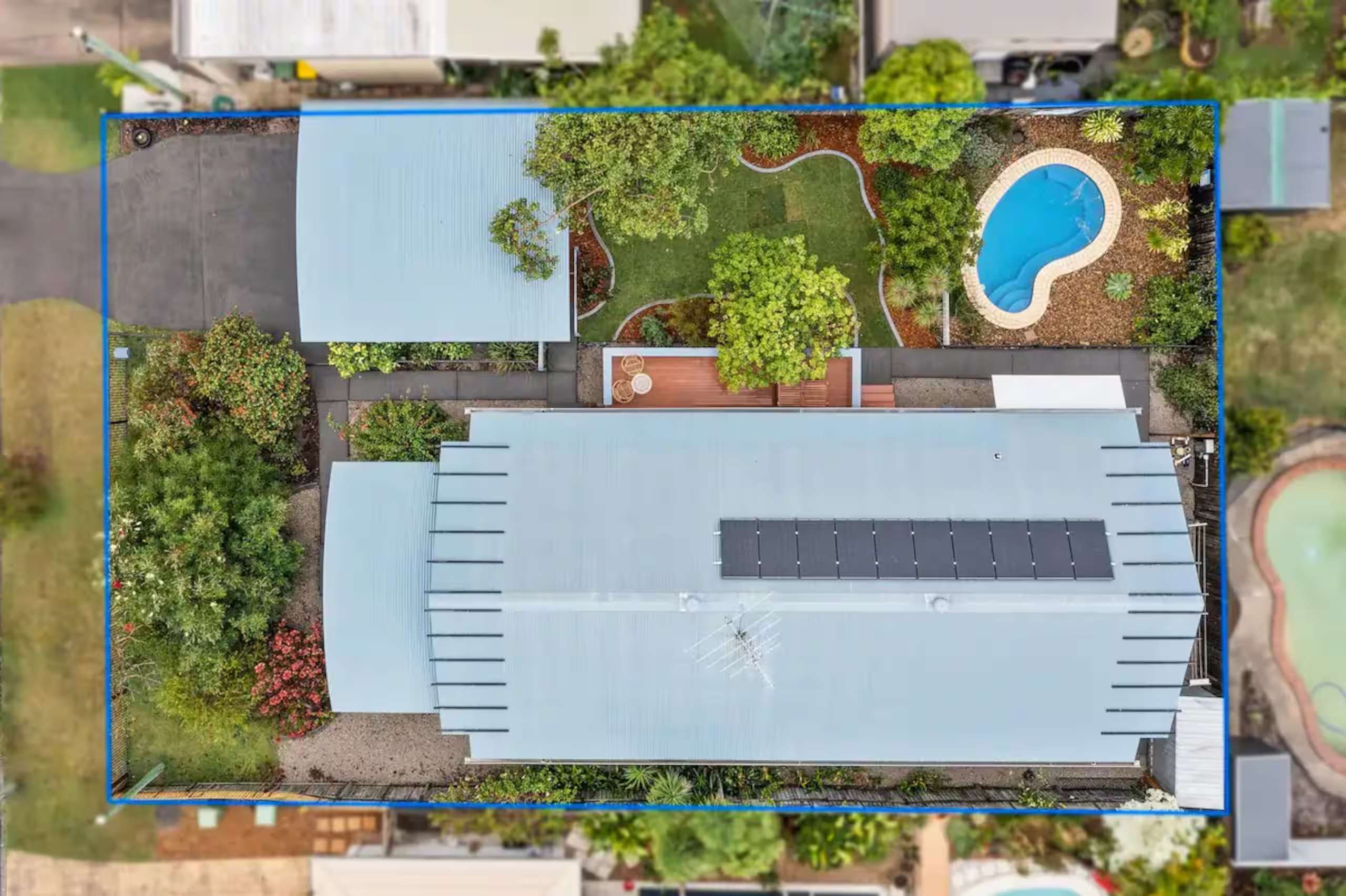 Aerial view of house showing the layout